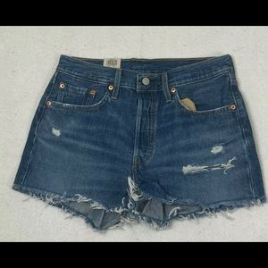 Levis Womens High Rise Distressed Cut Off Shorts Size 28